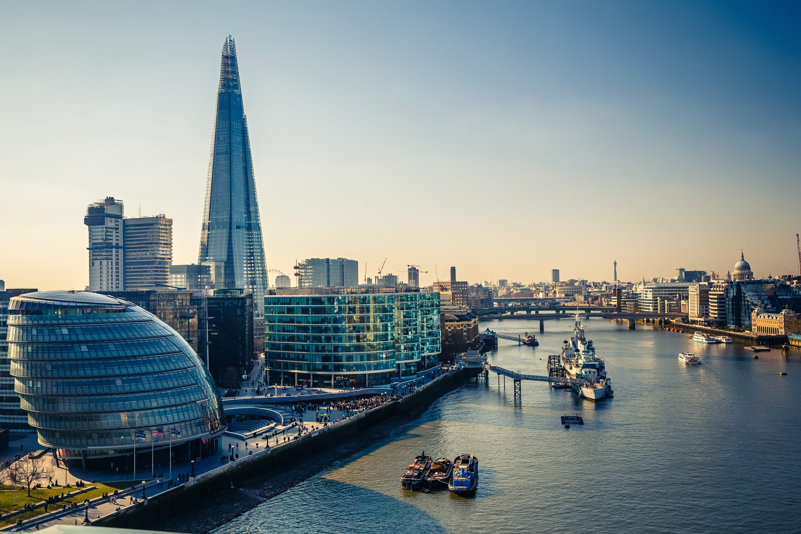 Aerial View On Thames And London City
